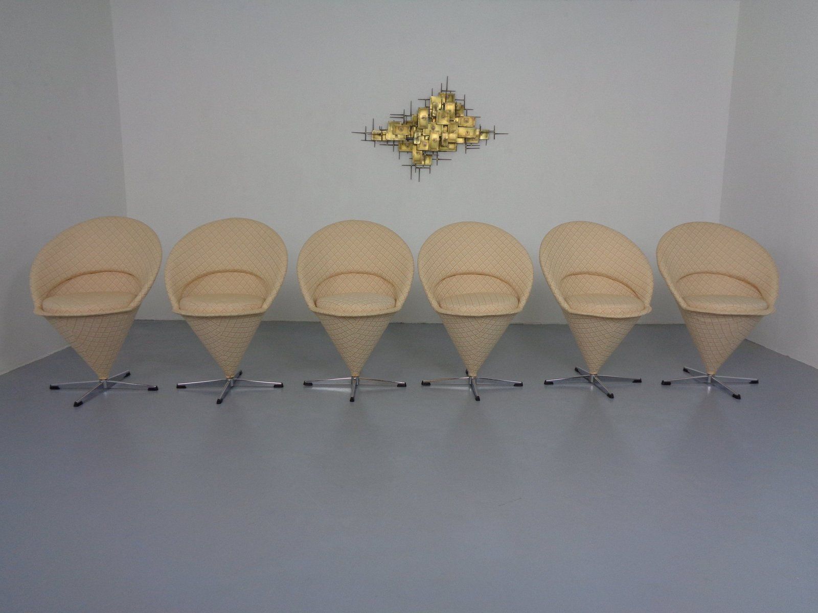 Early Cone Chairs By Verner Panton For Plus Linje, Denmark, 1950s, Set Of 6