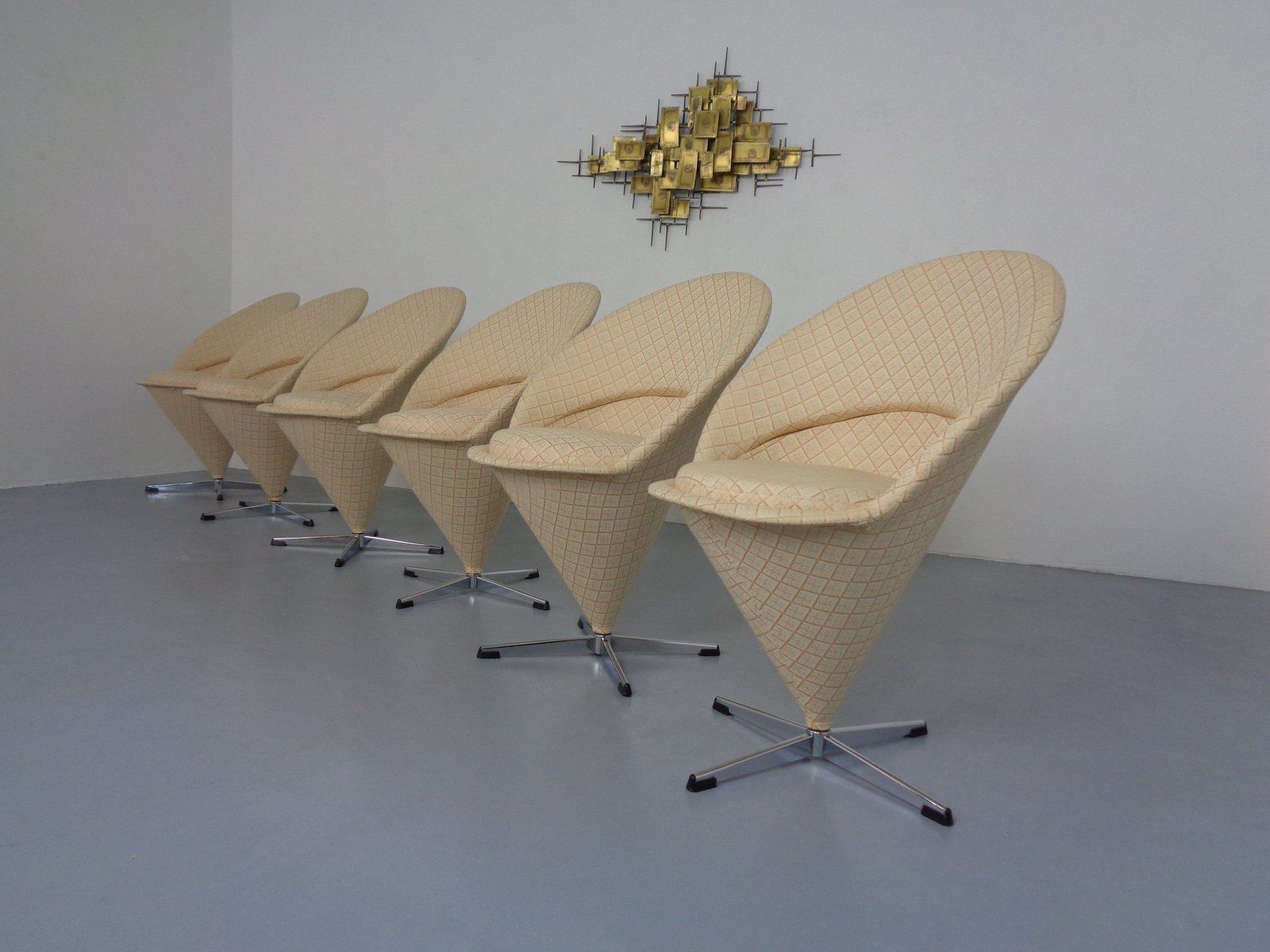 Early Cone Chairs By Verner Panton For Plus Linje, Denmark, 1950s, Set Of 6 photo for sale