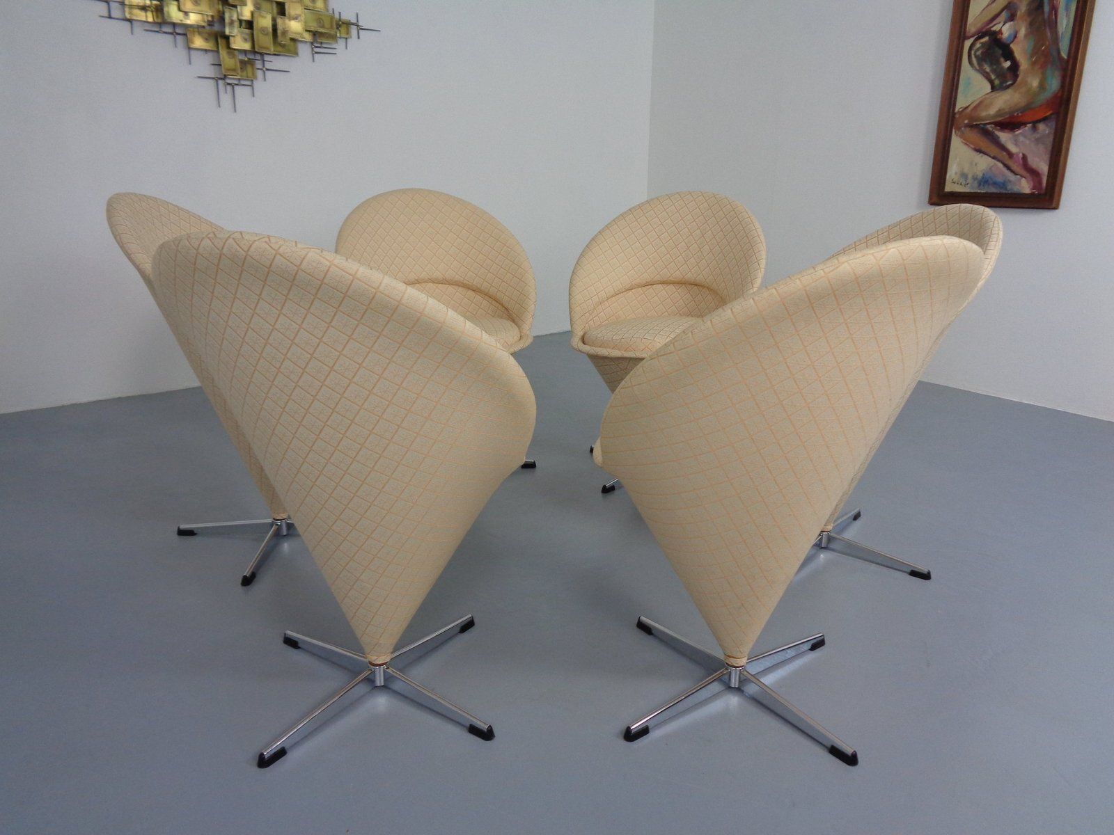 photo for sale Early Cone Chairs By Verner Panton For Plus Linje, Denmark, 1950s, Set Of 6