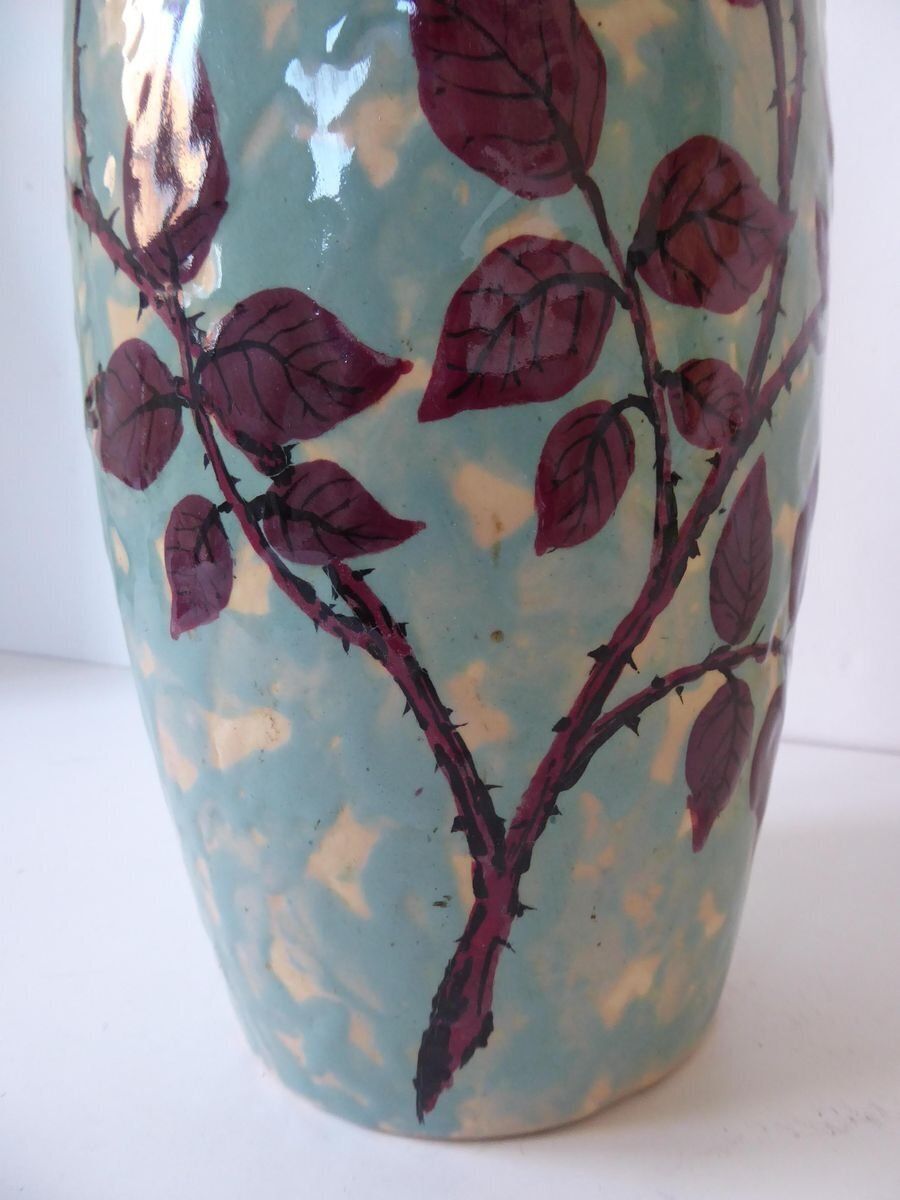 Large Art Deco French Ceramic Vase By Simone Larrie For D'argyll, 1930s photo vintage