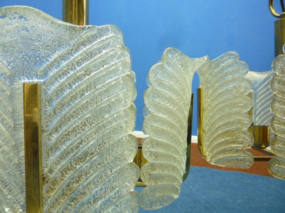 Decorative Regency Murano Glass & Brass Ceiling Lamps, 1960s, Set Of 2 photo buy