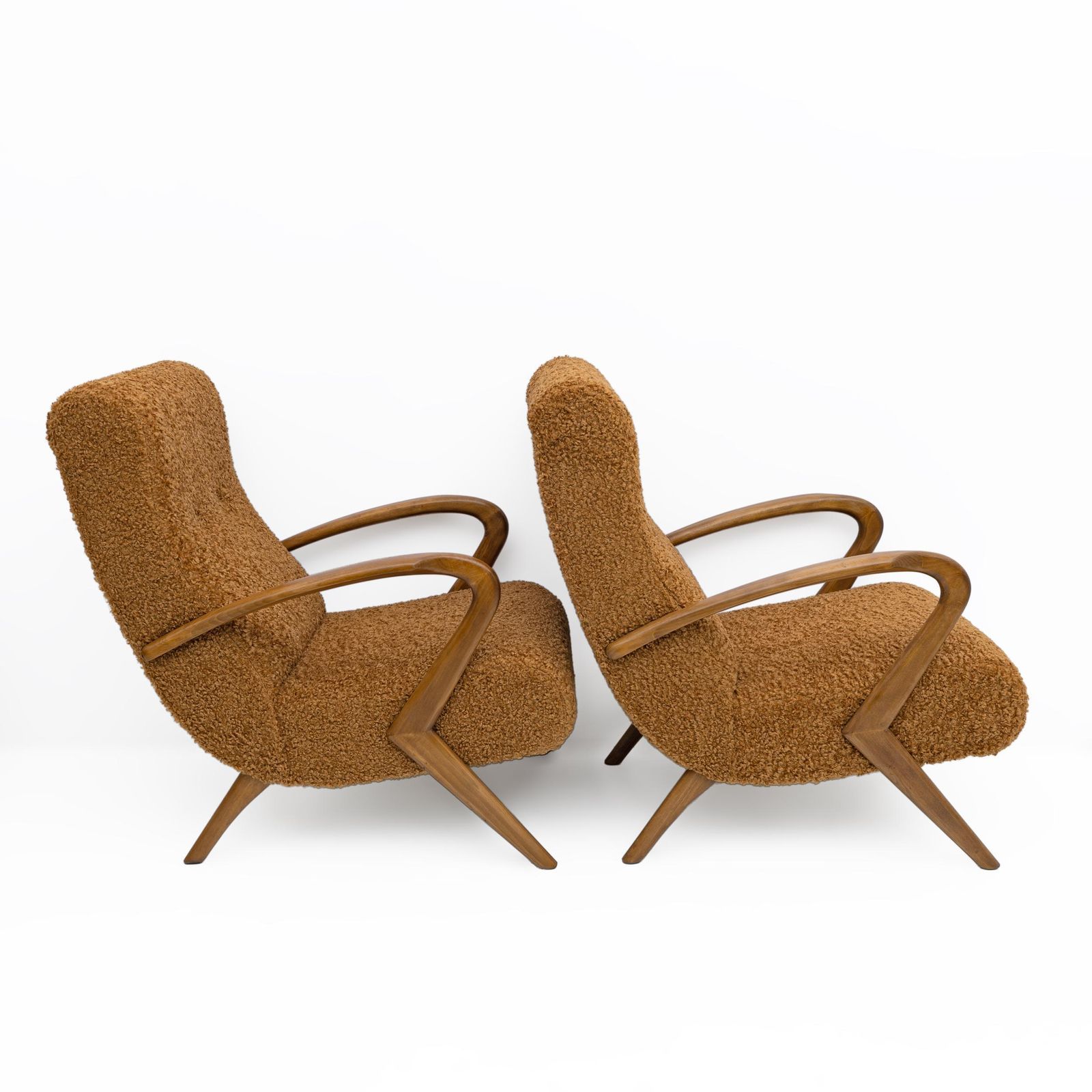 Attribute To Paolo Buffa Mid Century Modern Italian Bouclè Armchairs, Pair photo 3978.0