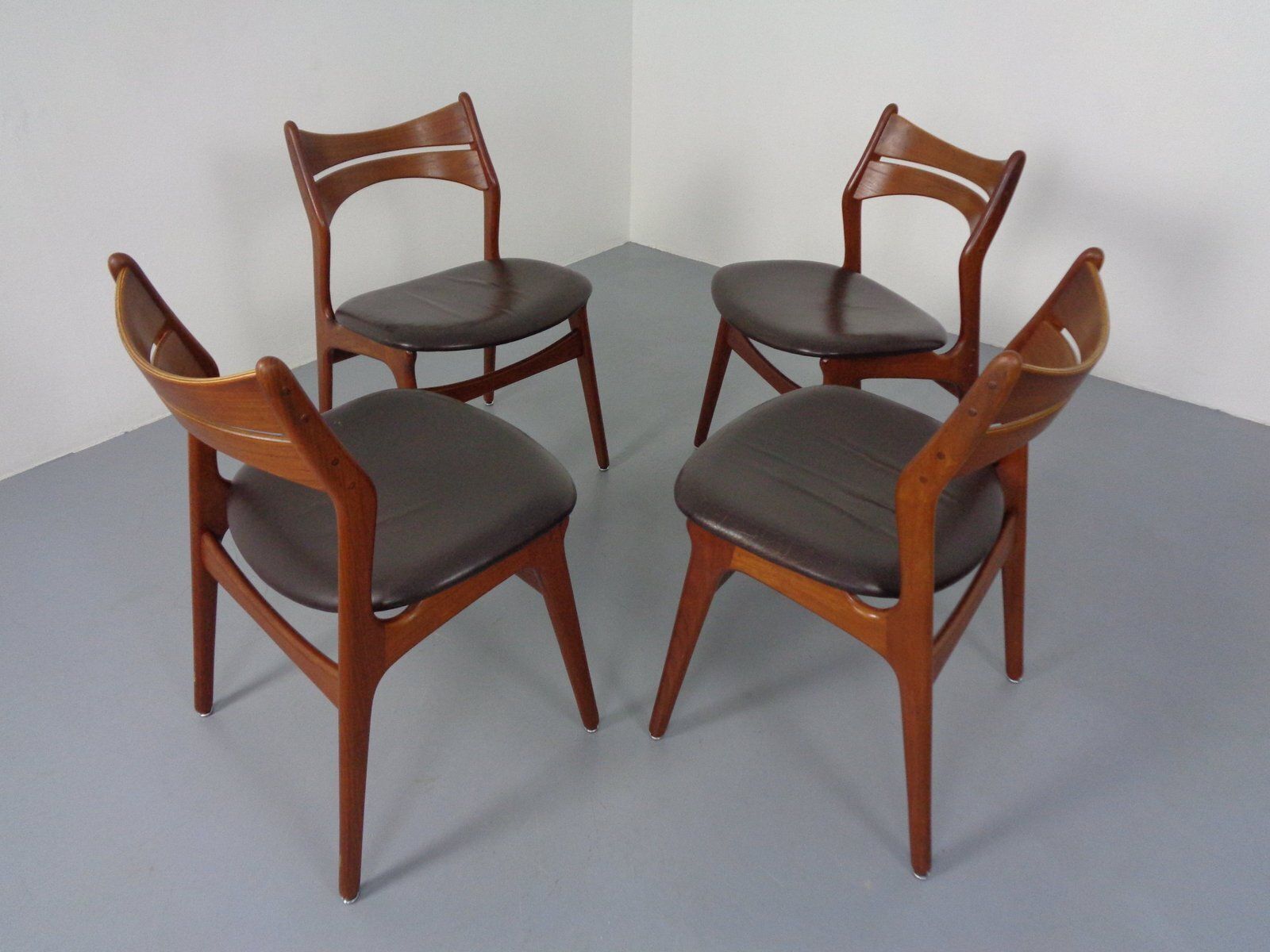 Teak & Leather Model 310 Dining Chairs By Erik Buch For Chr. Christensen, Denmark, 1960s, Set Of 4 photo for sale