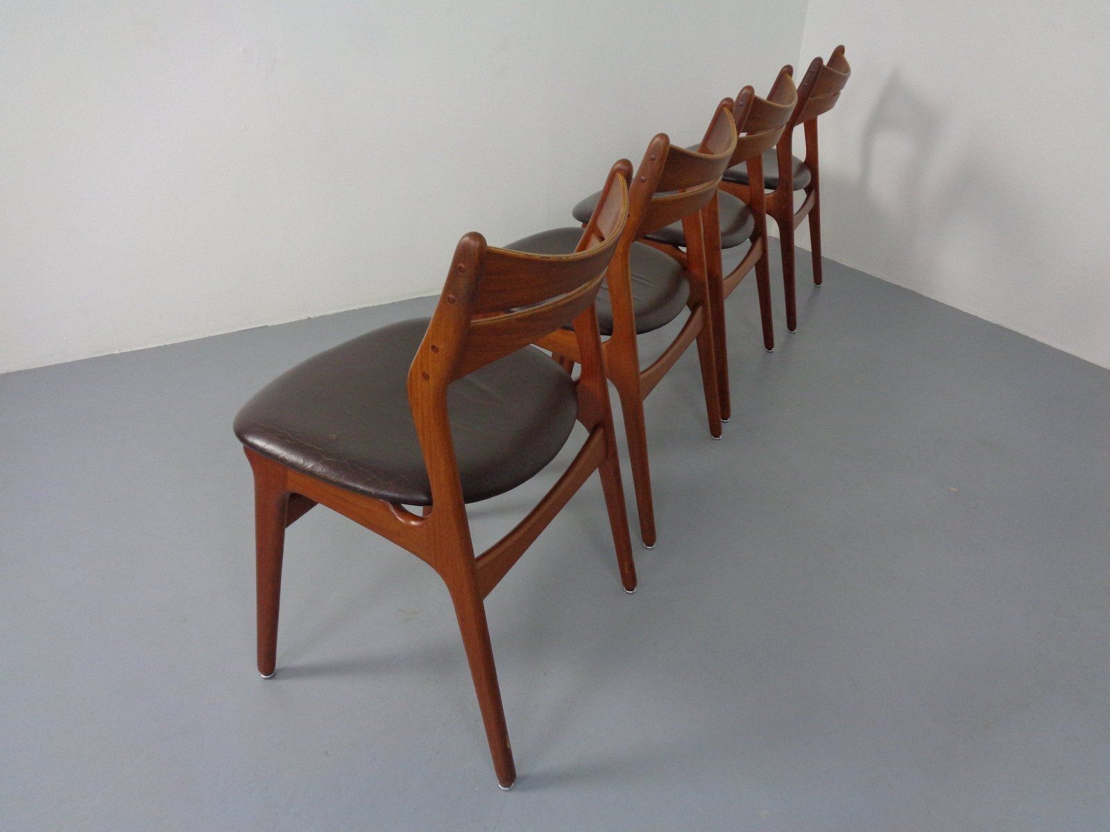 photo for sale Teak & Leather Model 310 Dining Chairs By Erik Buch For Chr. Christensen, Denmark, 1960s, Set Of 4
