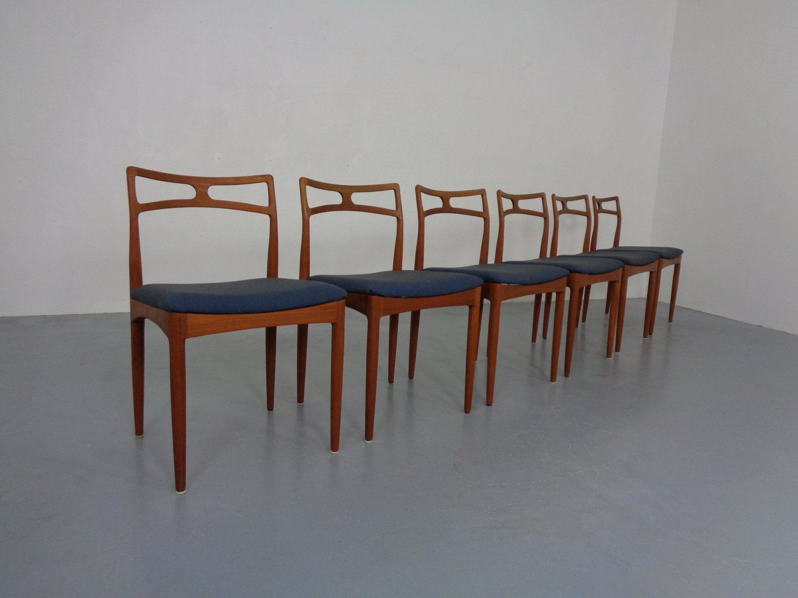 Model 94 Teak & Kvadrat Hallingdal Dining Chairs By Johannes Andersen For Christian Linneberg, Denmark, 1960s, Set Of 6 photo for sale