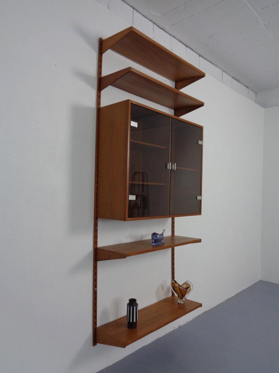 Teak Wall Unit By Kai Kristiansen For Feldballes Furniture Factory, Denmark, 1960s, Set Of 7 photo for sale