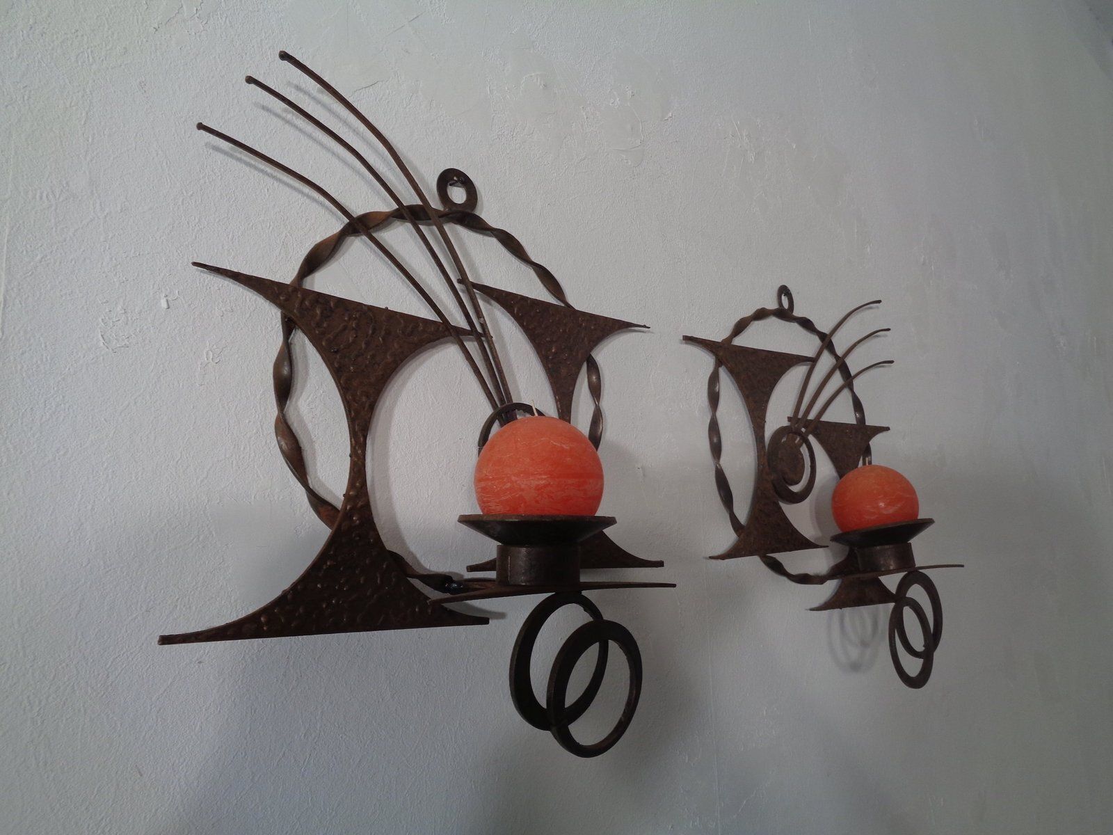 Brutalist Iron Candleholders By Henrik Horst, Denmark, 1960s, Set Of 2 photo for sale