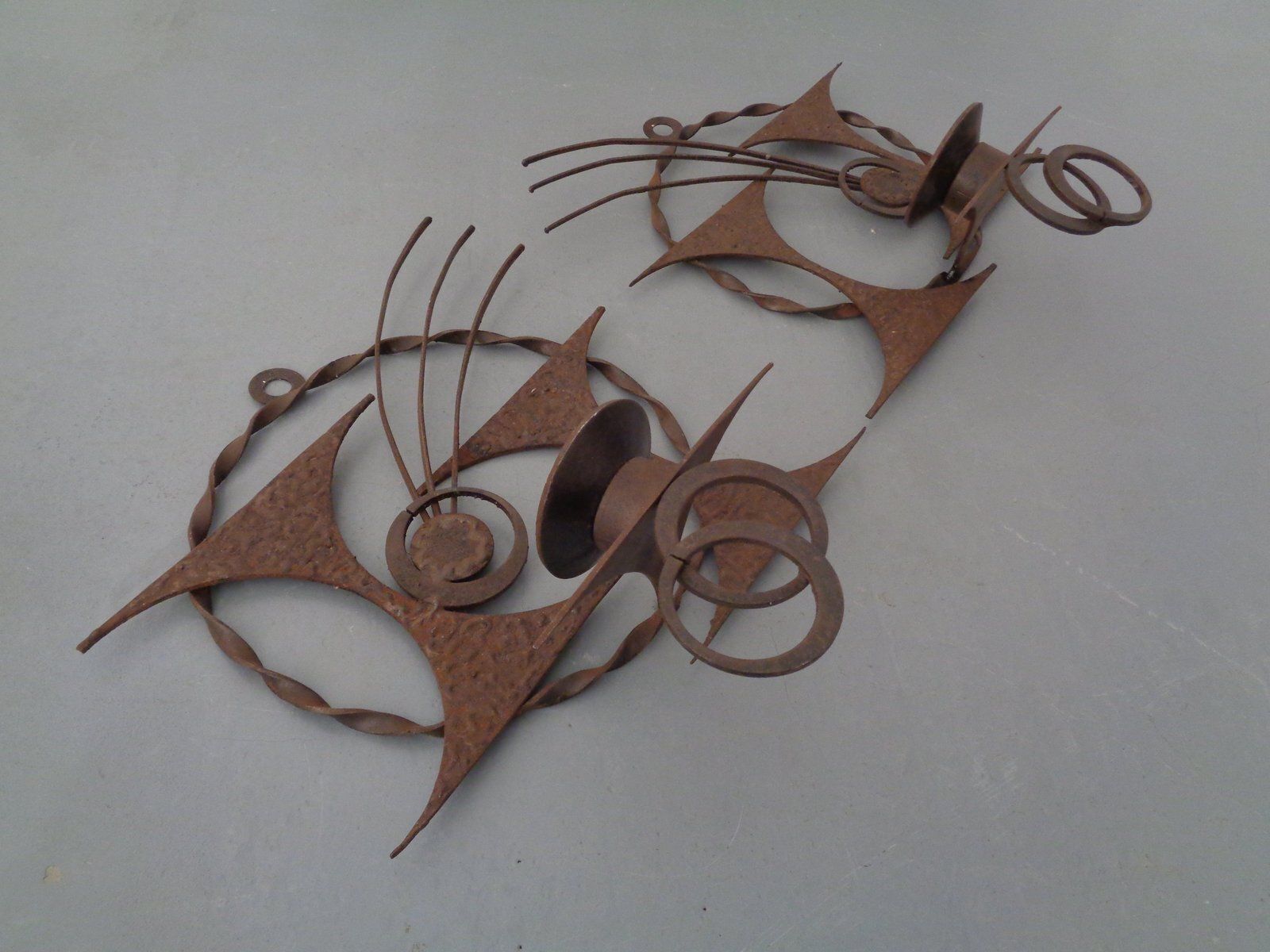 photo for sale Brutalist Iron Candleholders By Henrik Horst, Denmark, 1960s, Set Of 2