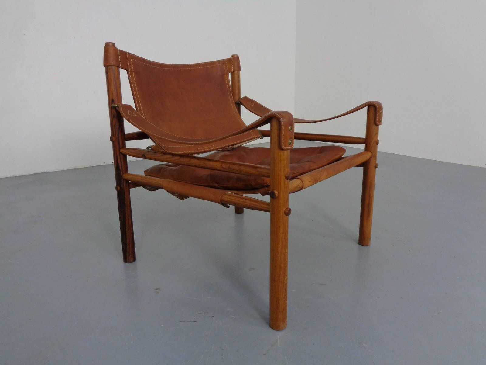 Sirocco Safari Chair In Rosewood And Leather By Arne Norell, Sweden, 1960s photo for sale