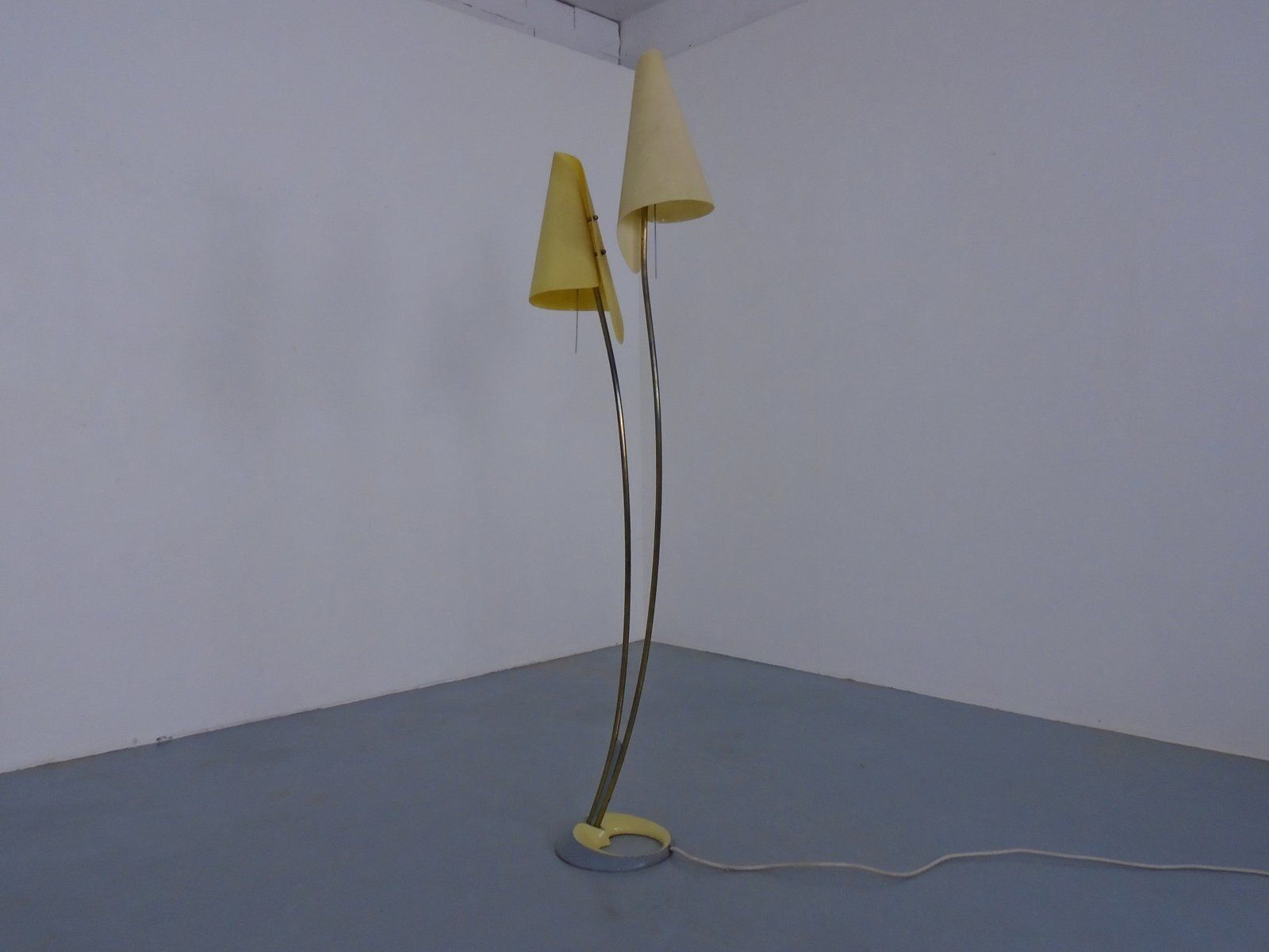 Fiberglass & Brass Floor Lamp By Carl Auböck For Dame & Co. Neheim, Germany, 1950s