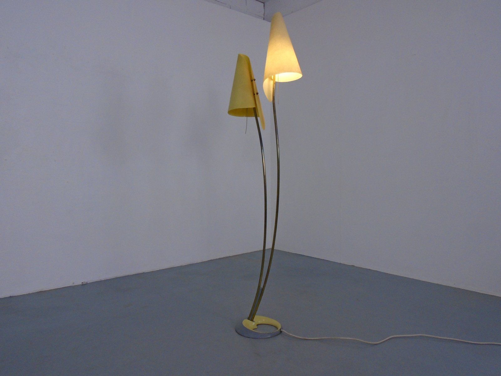 Fiberglass & Brass Floor Lamp By Carl Auböck For Dame & Co. Neheim, Germany, 1950s photo vinterior