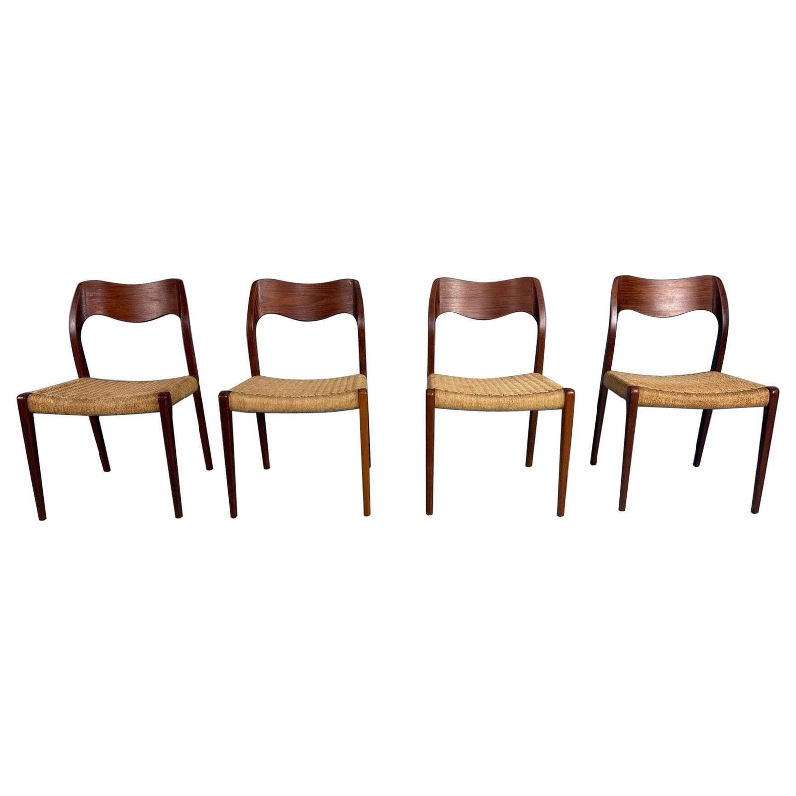 Set Of 4 Teak Niels O. Møller Dining Chairs  Model 71, Denmark