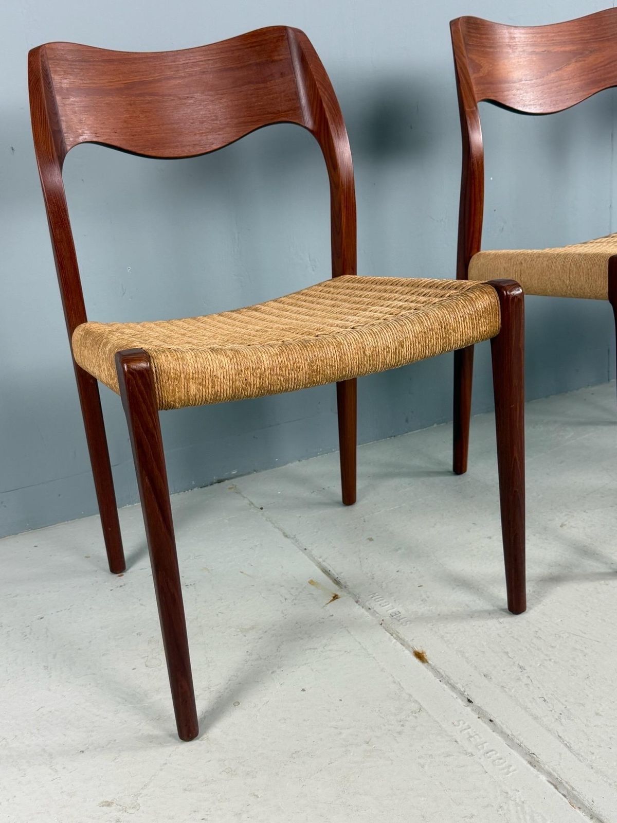Set Of 4 Teak Niels O. Møller Dining Chairs  Model 71, Denmark photo vintage