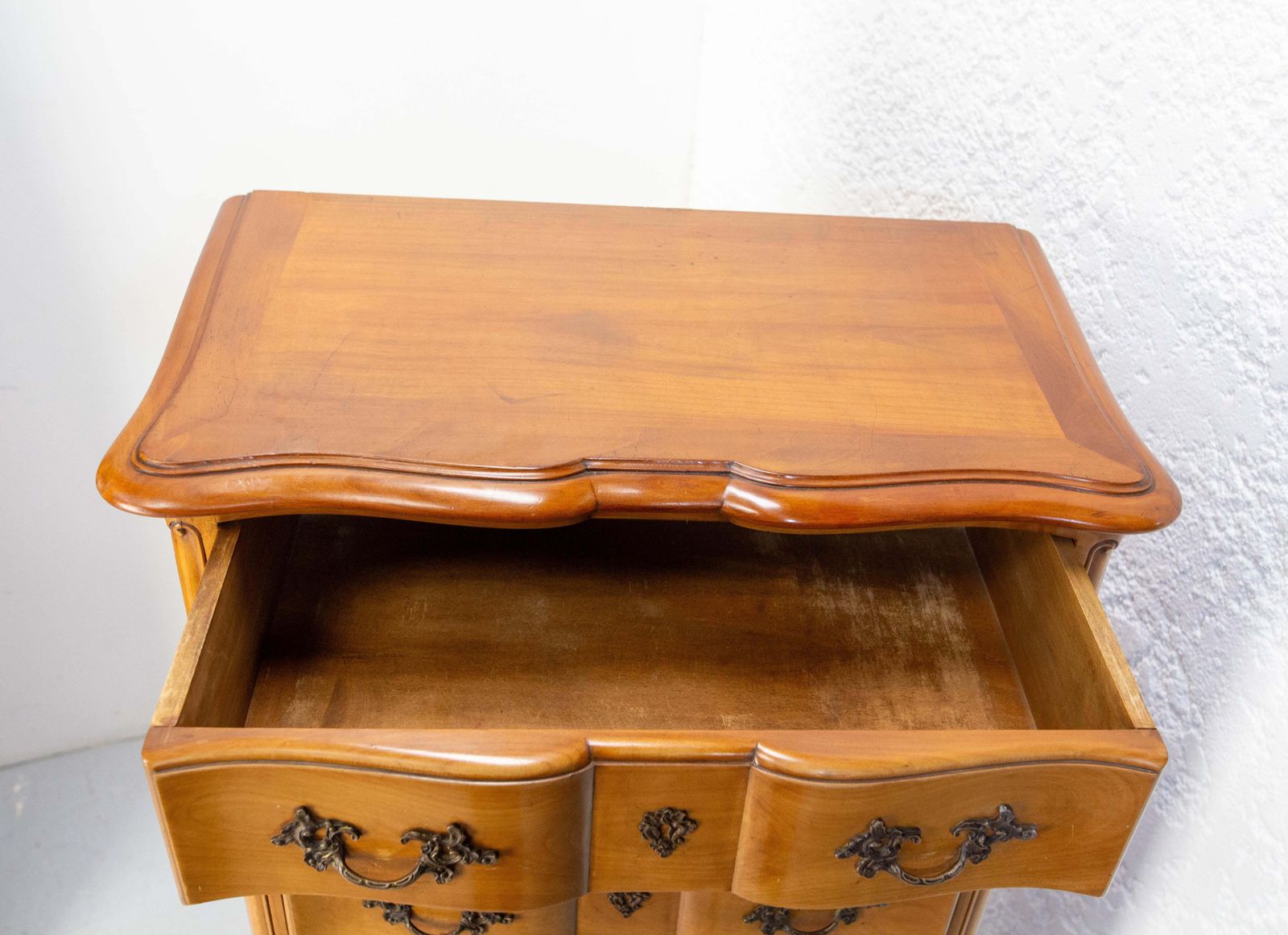 French Louis XV Style Cherry Wood Commode Semainier Chest Of Drawers C. 1980 photo buy