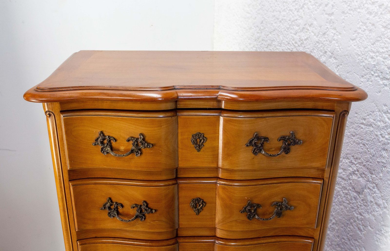 French Louis XV Style Cherry Wood Commode Semainier Chest Of Drawers C. 1980 photo vintage