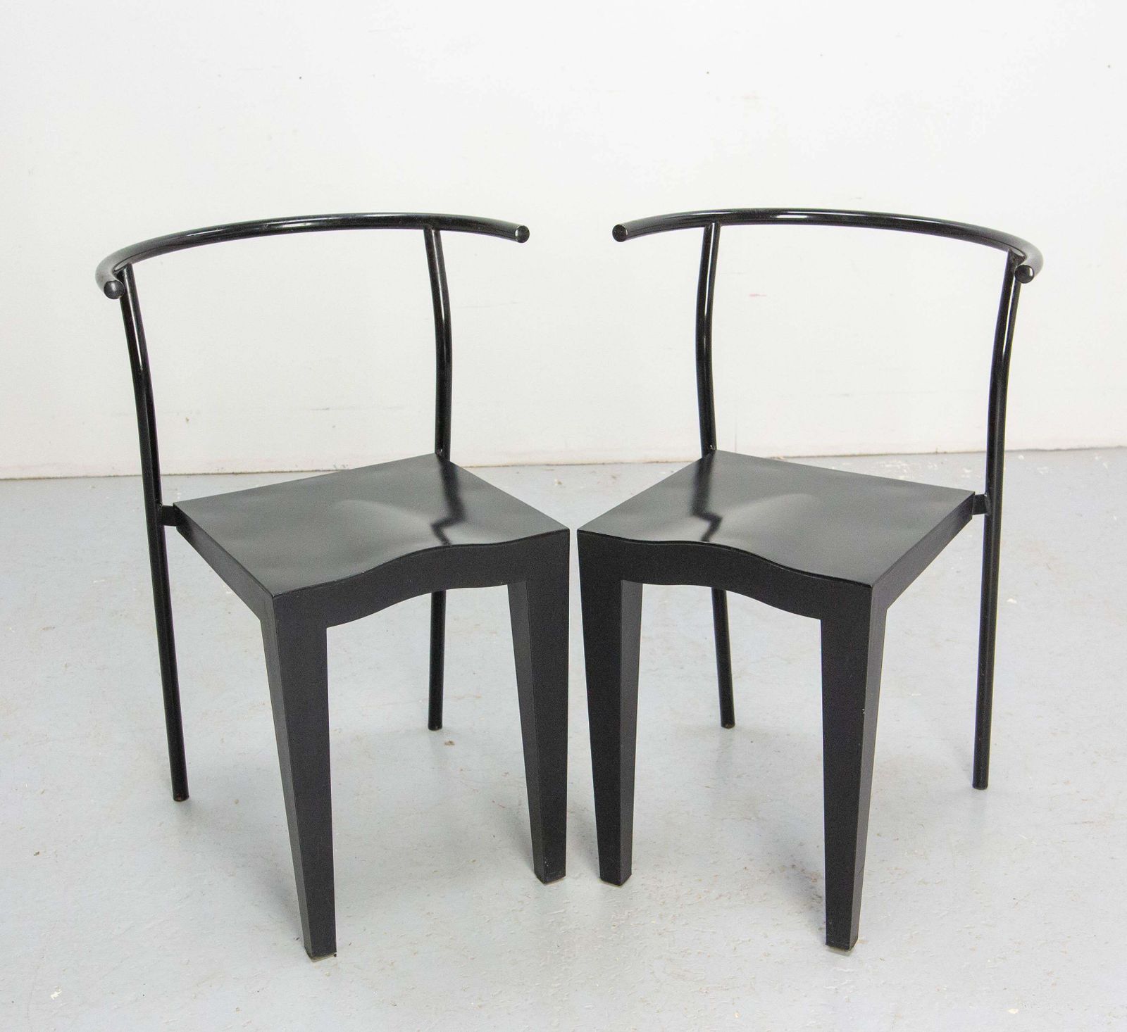 Pair Of Black Chairs DR Glob Of Philippe Starck For Kartell, Circa 1980 photo Furniture