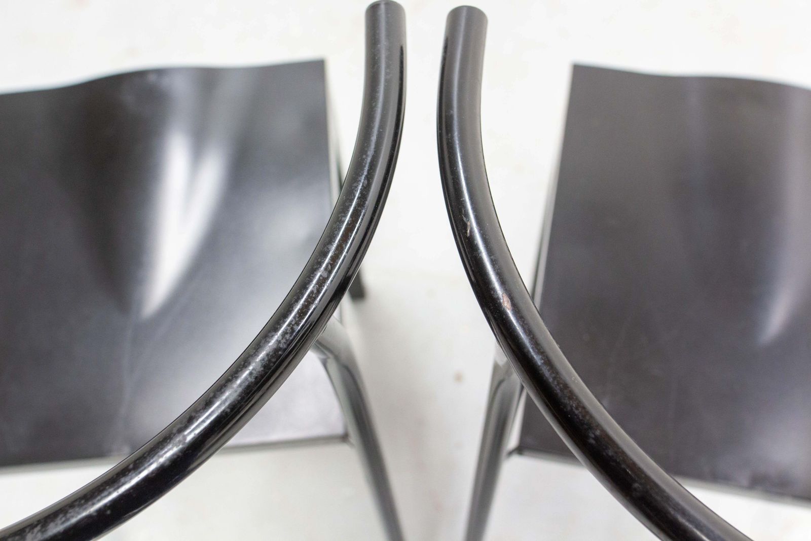 photo buy Pair Of Black Chairs DR Glob Of Philippe Starck For Kartell, Circa 1980