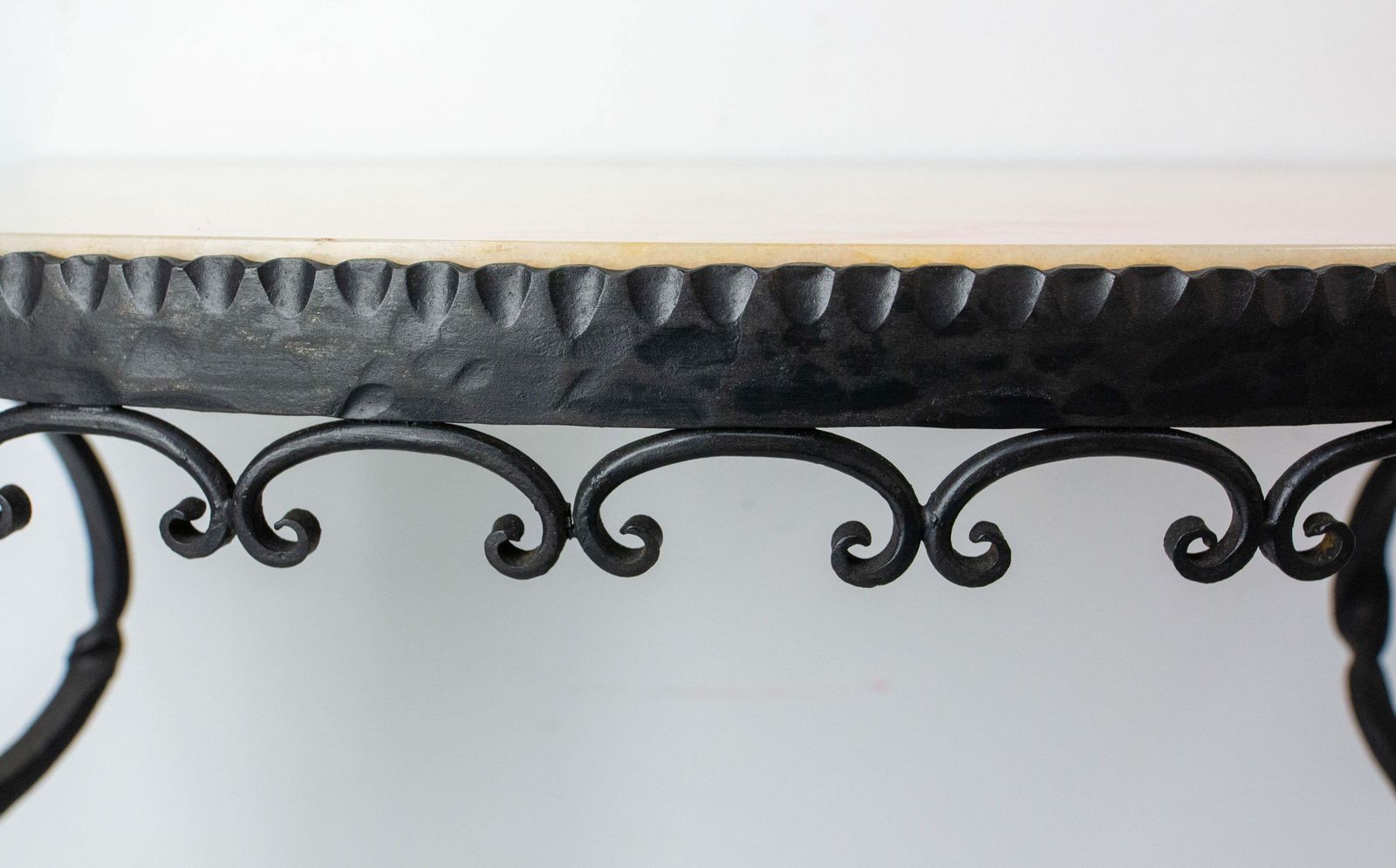 910.0 French Wrought Iron And Marble Top Console, Louis XV Style, Mid Century photo