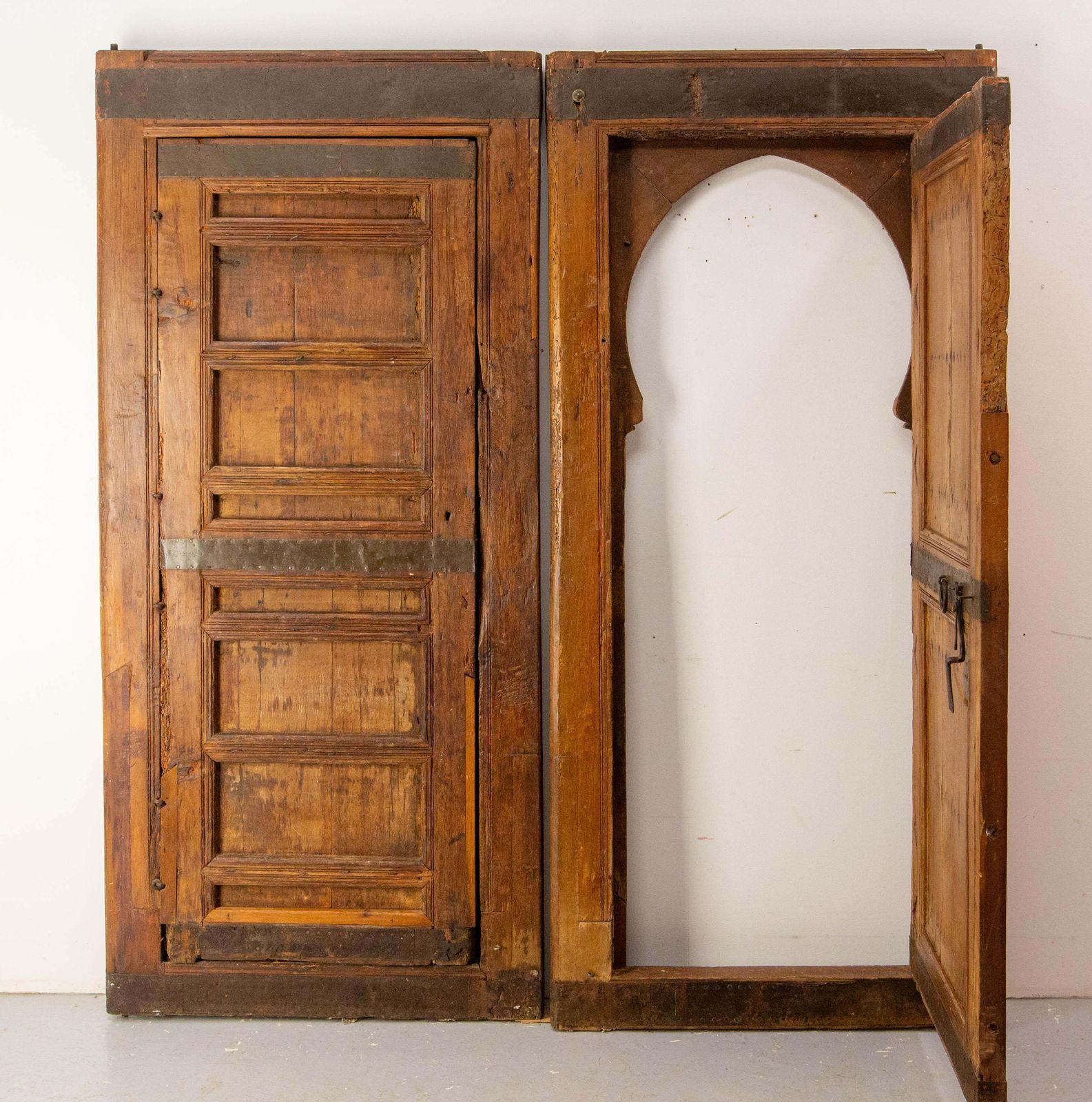 Antique Pair Of Moroccan Cedar Double Doors 18th Century photo Home Fixtures