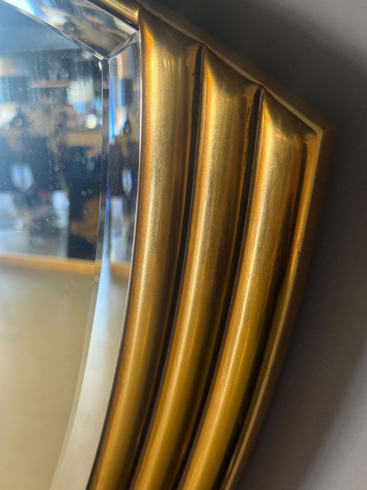 Art Deco Triangle Golden Wall Mirror With Console 1970 Belgium  Set photo buy