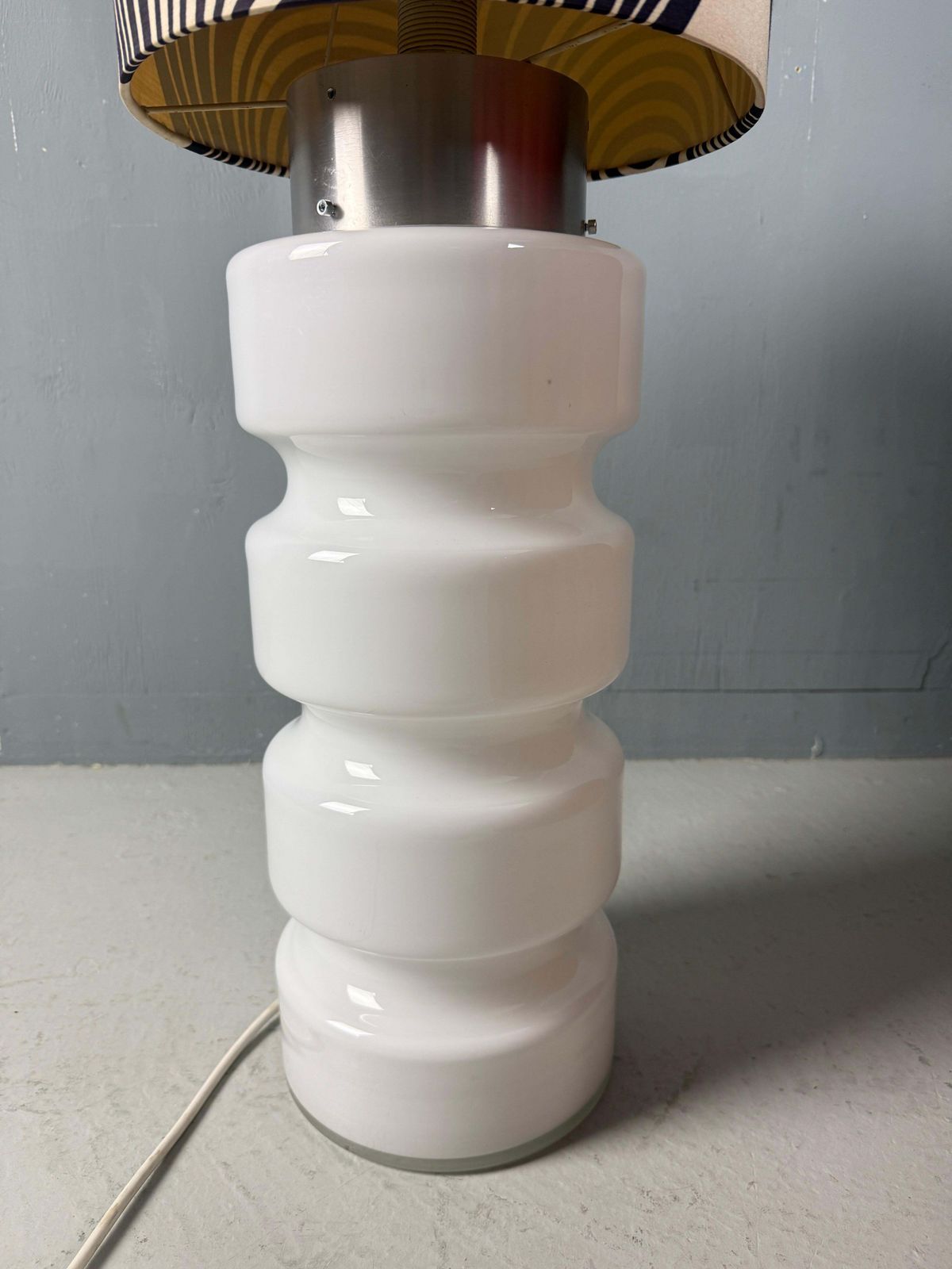 Lighting White Glass 59 Inch Floor Lamp  3 Way Switch  Seventies Lampshade  Germany photo