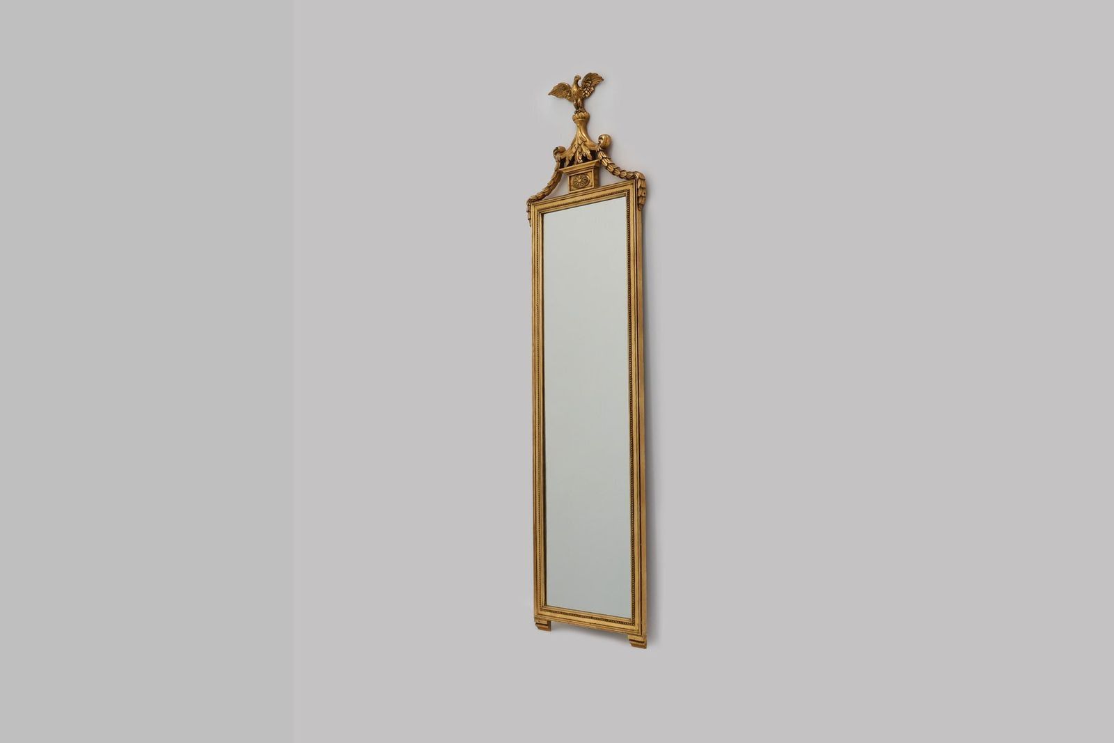 Vintage Gilded Wooden Mirror With Eagle On Top, 1950s photo vinterior