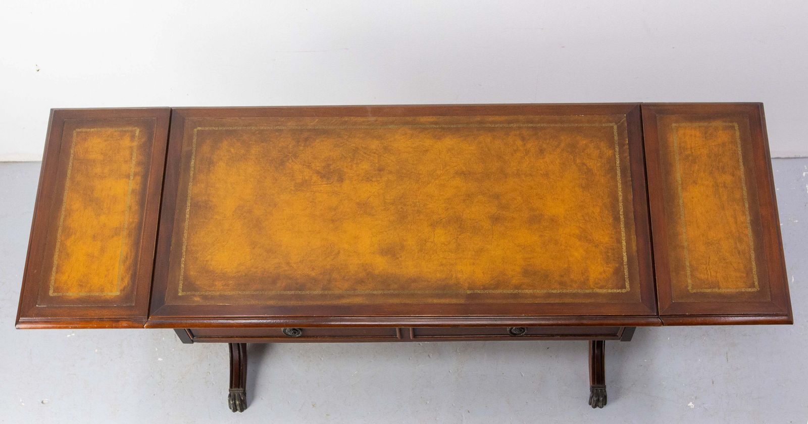English Folding Coffee Table White Wood And Leather, Circa 1960 photo Furniture