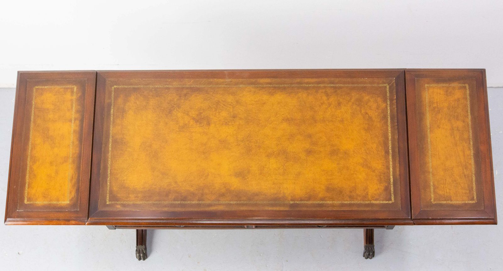 English Folding Coffee Table White Wood And Leather, Circa 1960 photo 981.0