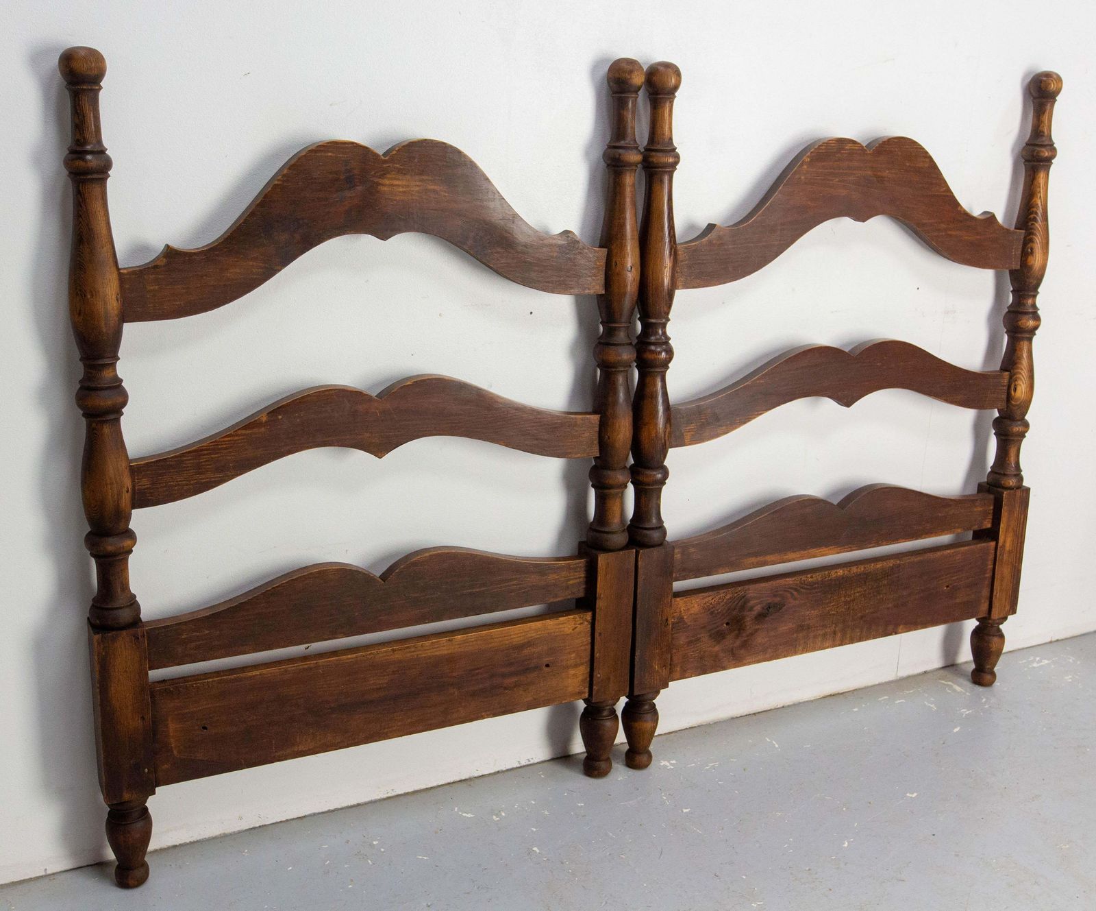 French Antique Fir Wood Headboard For Queen Size Bed Circa 1940 photo for sale