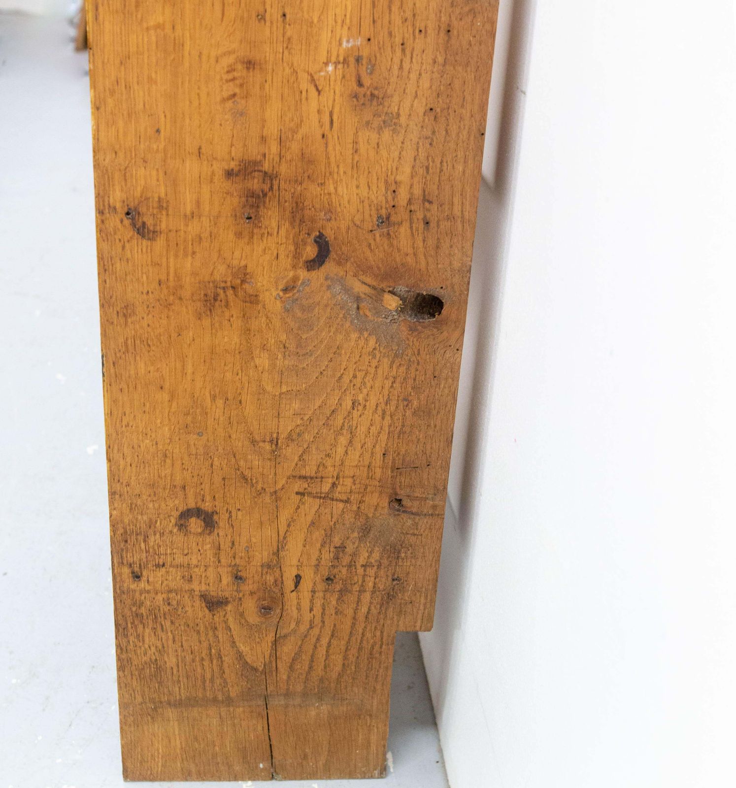photo for sale Vintage Oak Bookcase Folding Desk Shelves French Midcentury