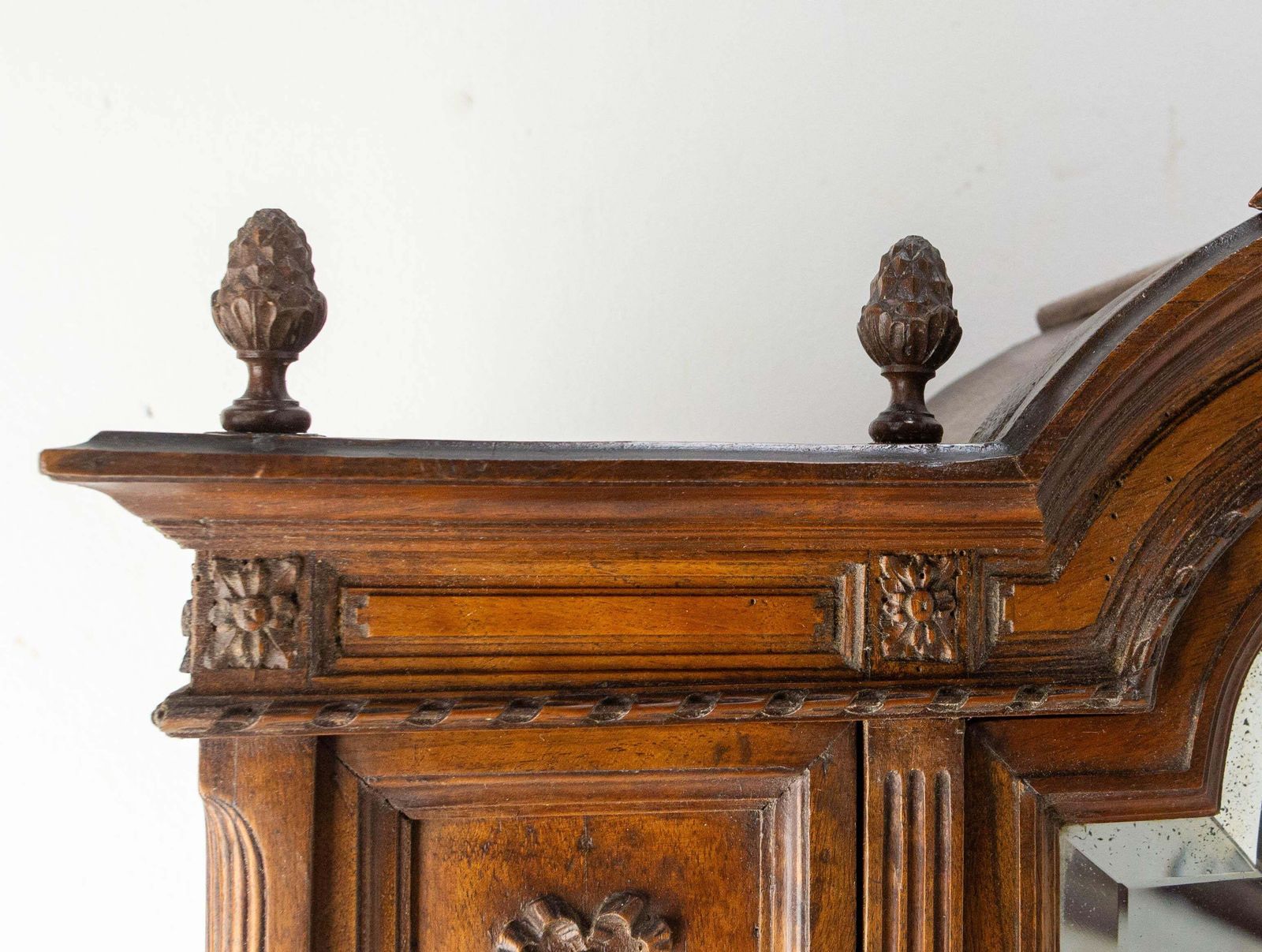 French Walnut & Beveled Mirror Little Armoire Chef D'oeuvre, Circa 1900 photo vinterior