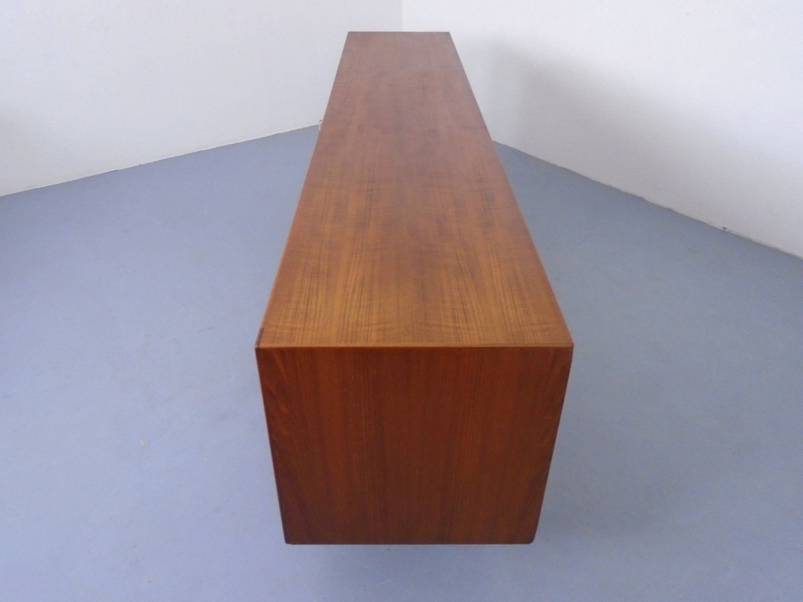 photo furniture Large Teak Sideboard With Sliding Doors, Denmark, 1950s