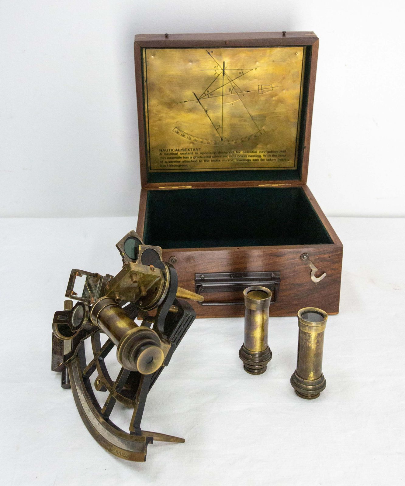 English Antique Brass Sextant Walnut Box With Spare Parts Henry Barrow, C 1880 photo furniture