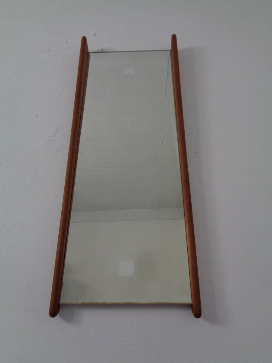 Large Teak Mirror By Uno & östen Kristiansson For Luxus, Sweden, 1960s photo for sale