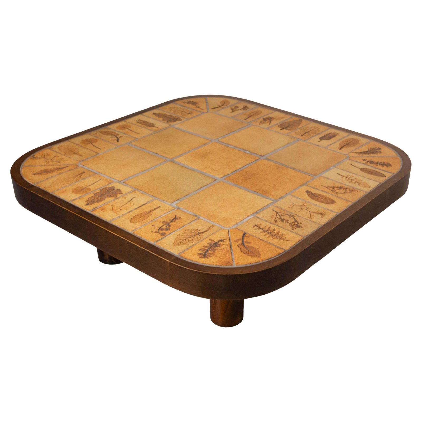 French Herbarium Coffee Table Vallauris Tiles In The Capron Style Circa 1970 photo for sale