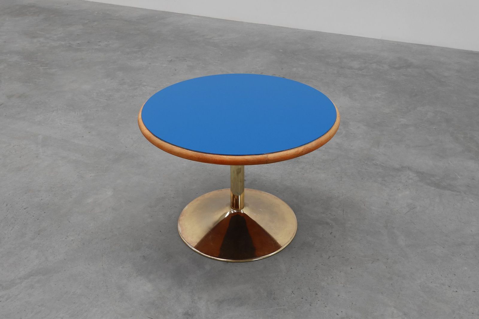 Vintage Round Tulip Coffee Table With Blue Top, France, 1960s photo Furniture