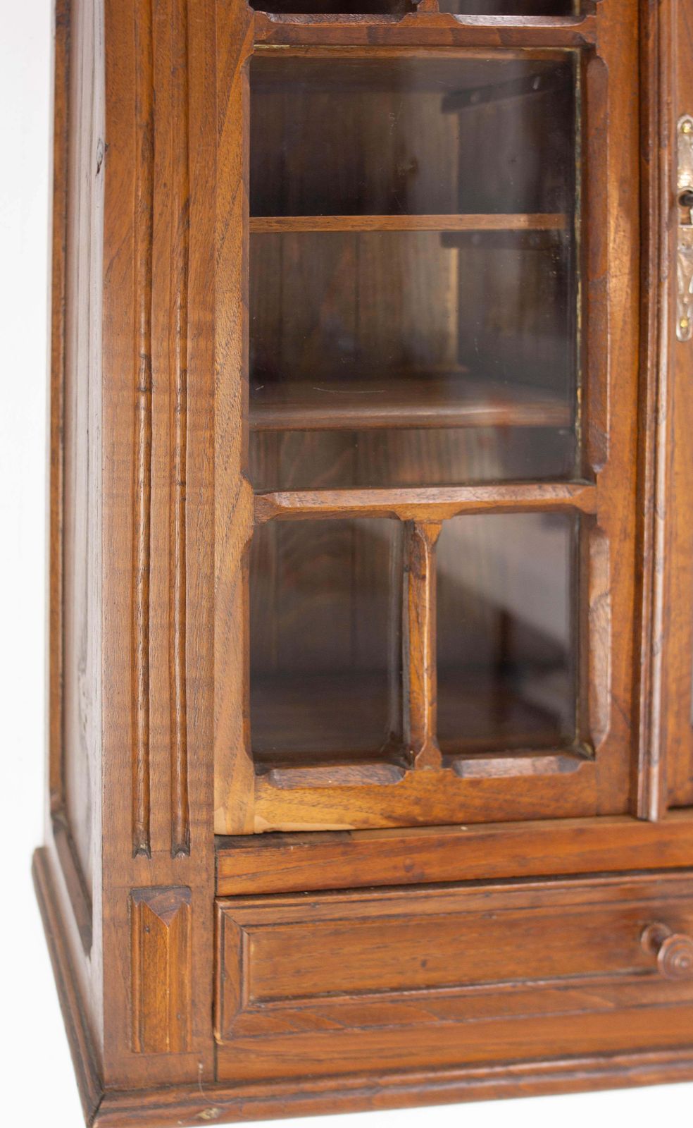 photo for sale French Little Armoire Two Doors Oak & Glass Wall Cabinet, Circa 1920