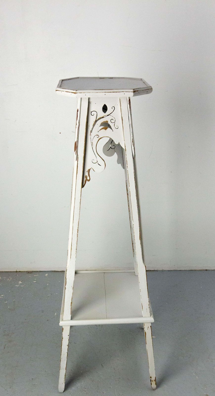 French Octogonal Selette Pedestal Or Plant Holder Poplar Patinated Paint C 1900 photo furniture