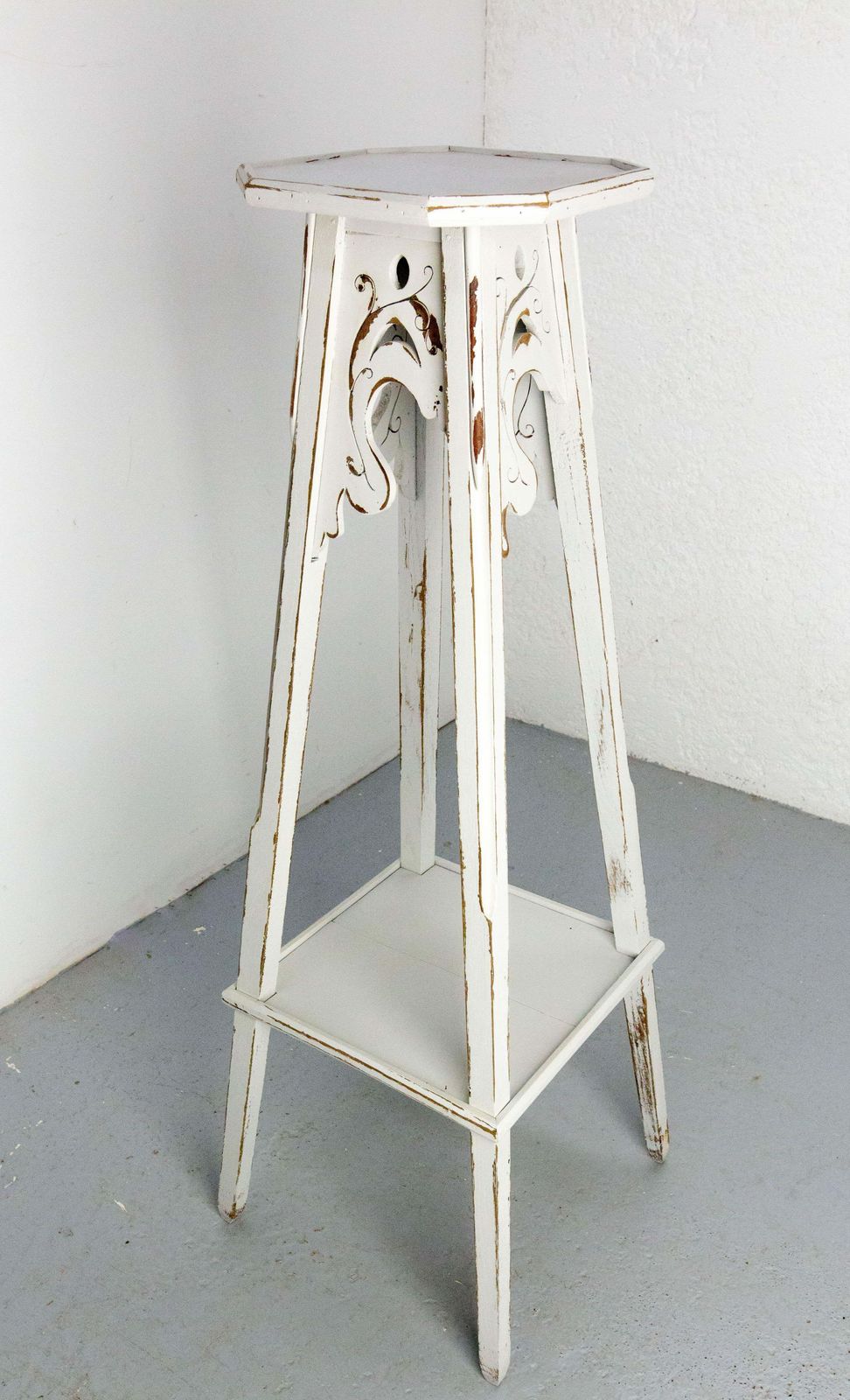 French Octogonal Selette Pedestal Or Plant Holder Poplar Patinated Paint C 1900 photo for sale