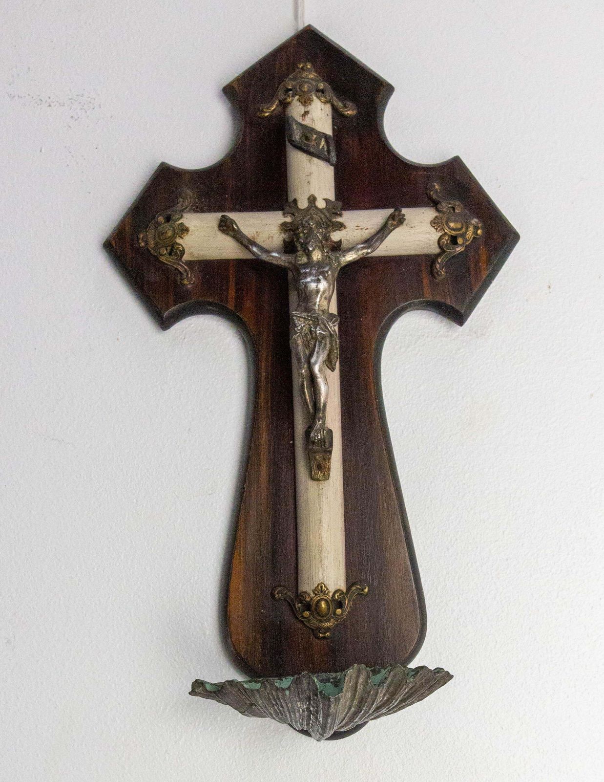 Antique Crucifix Holy Water Font French Napoleon III photo furniture