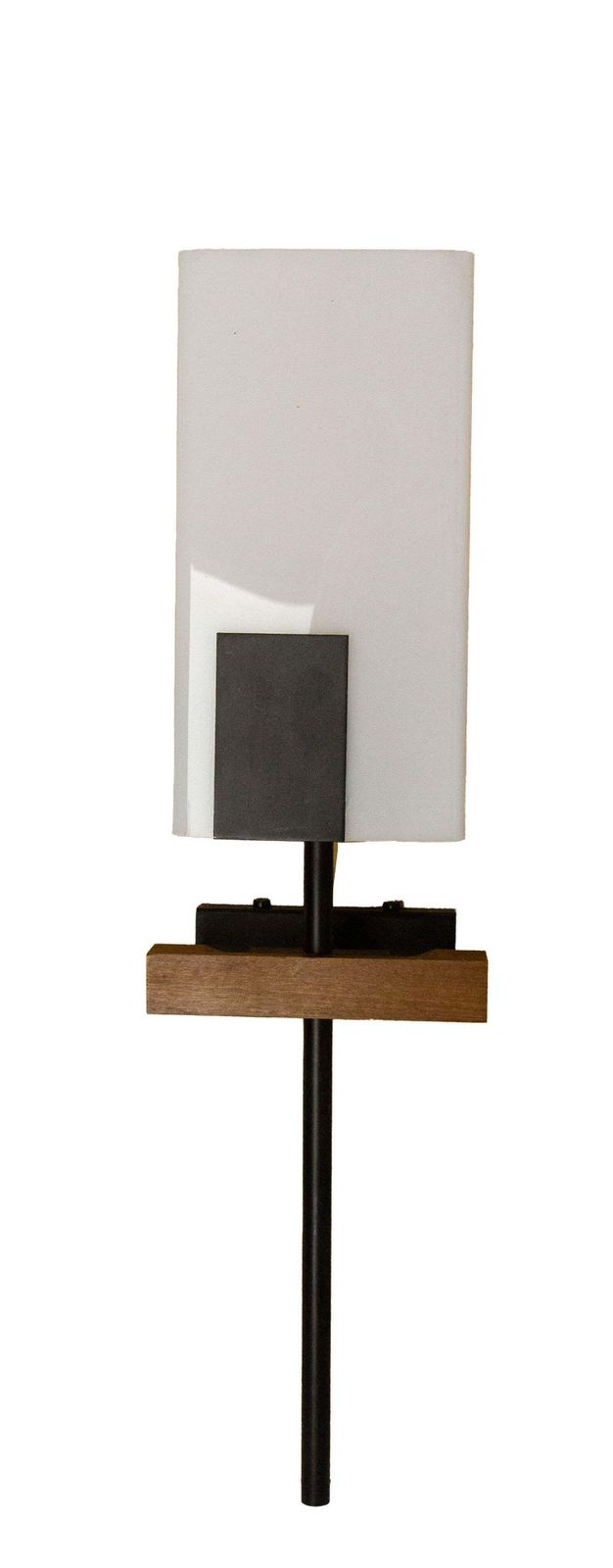 Pair Of Sconces Opalin Glass, Black Metal & Teak Circa 1960 France photo buy
