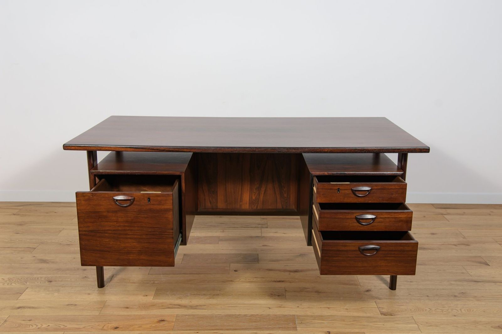 photo for sale Mid Century Freestanding Rosewood Desk By Kai Kristiansen For Feldballes Møbelfabrik, 1960s