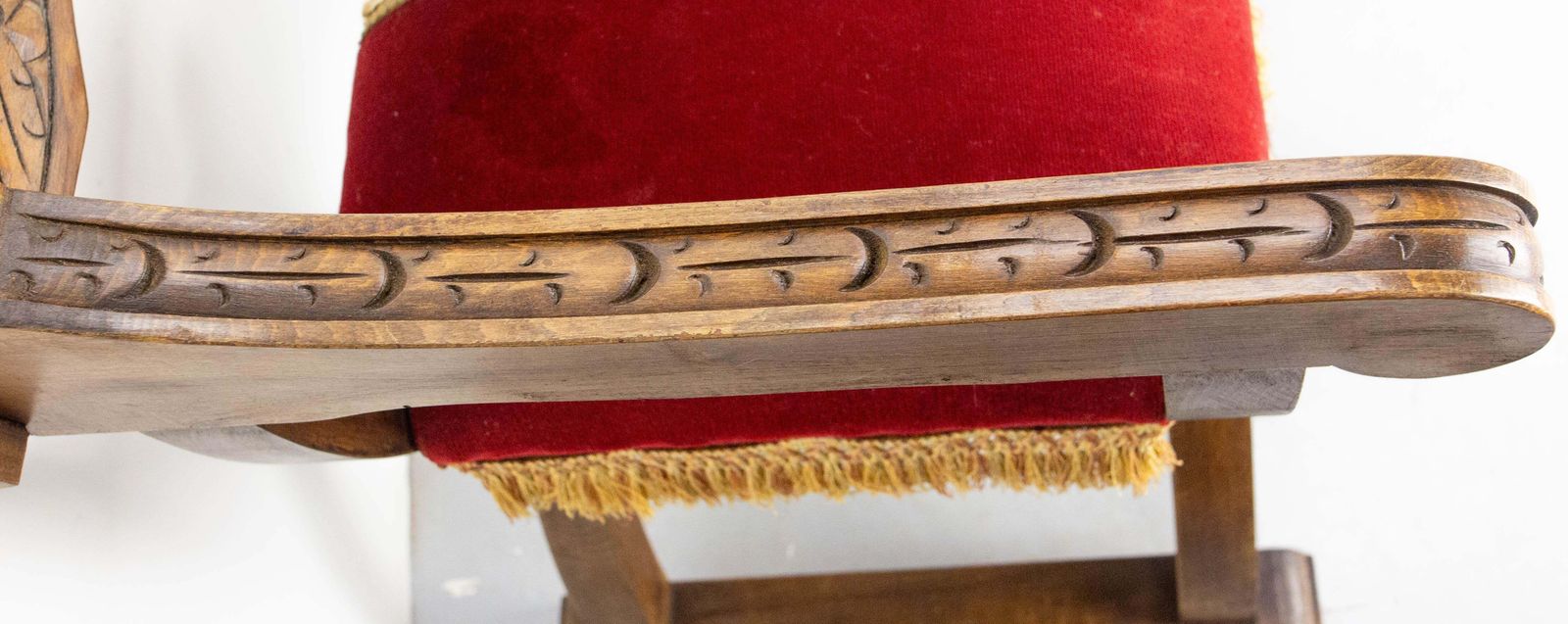 photo vinterior French Carved Beech & Upholstery Curule Or Dagobert Armchair, Circa 1960