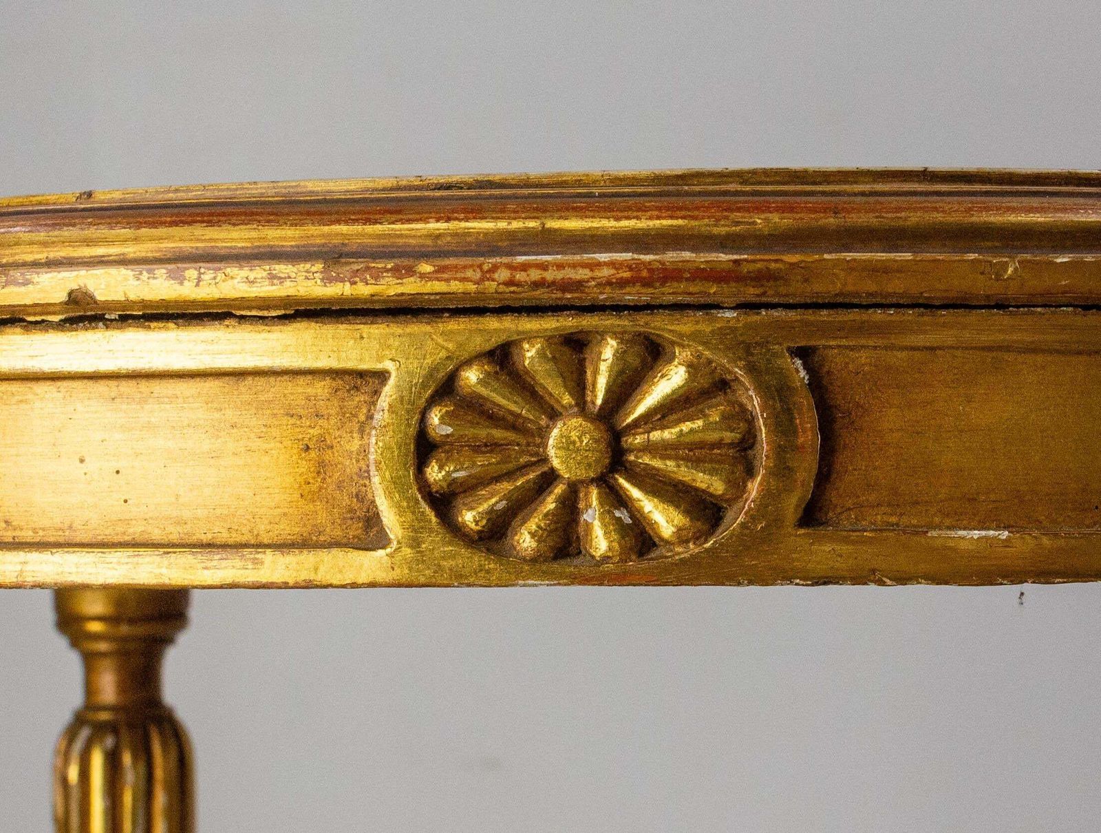 578.0 French Painted Wood & Marble Top Sellette Louis XVI Style Circa 1960 photo