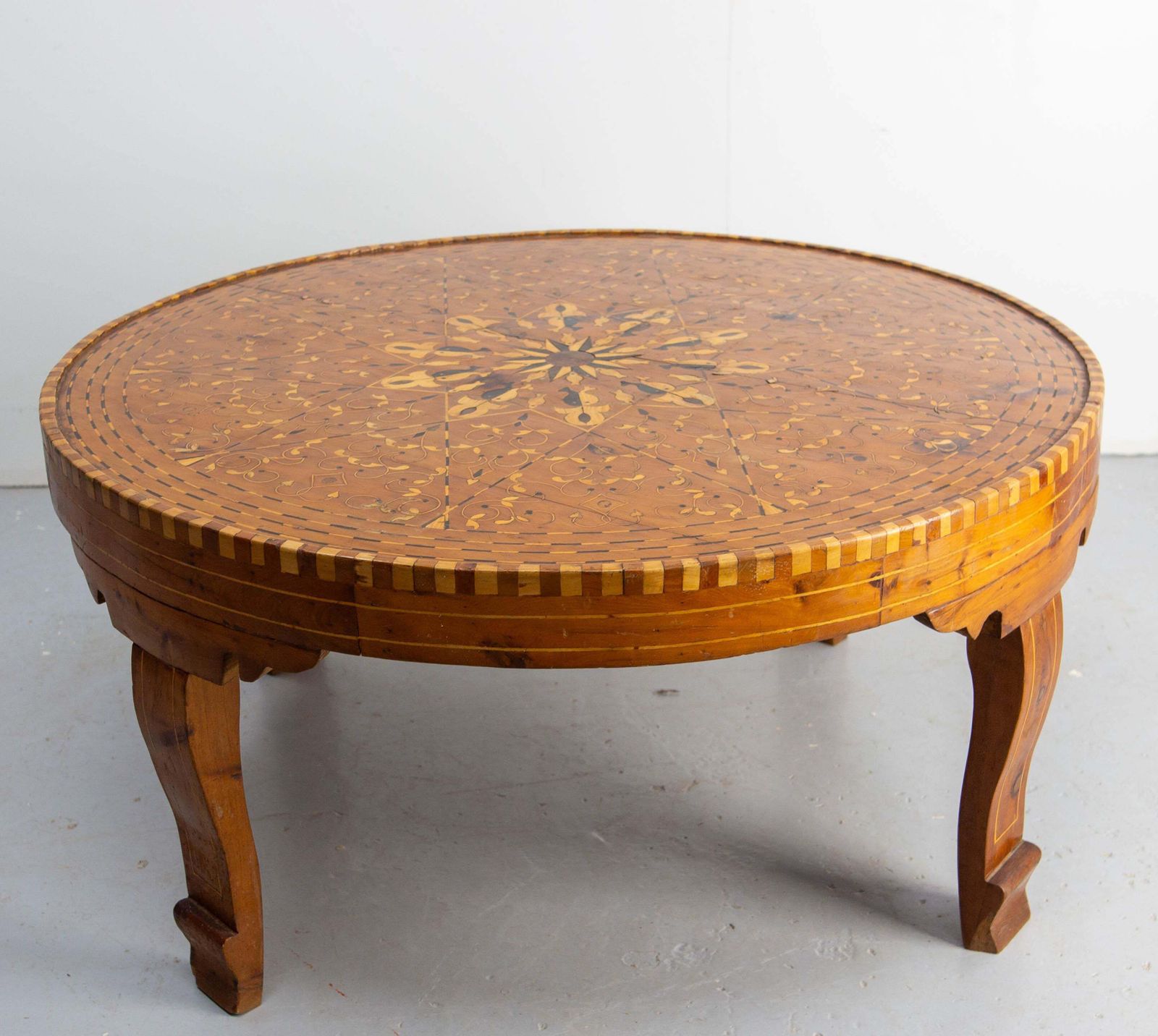 Moroccan Inlaid Atlas Cedar Central Or Coffee Table  20th Mid Century photo furniture
