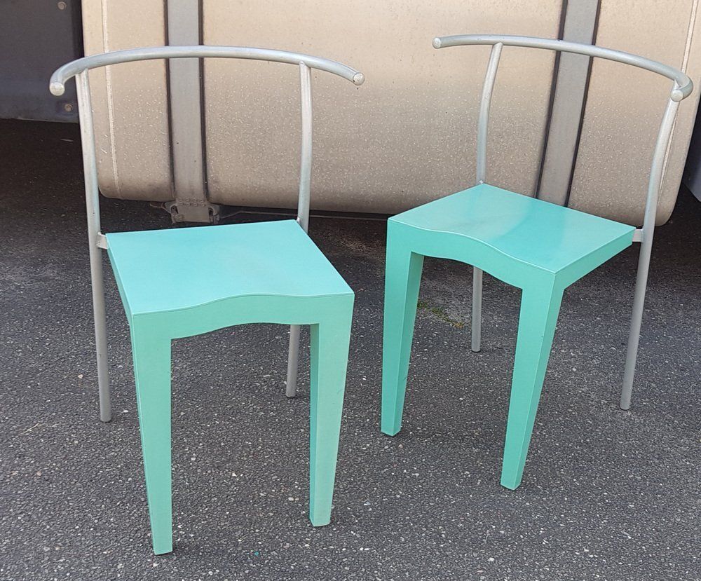 Turquoise DR. Glob Chair By Philippe Starck For Kartell, 1988, Set Of 2