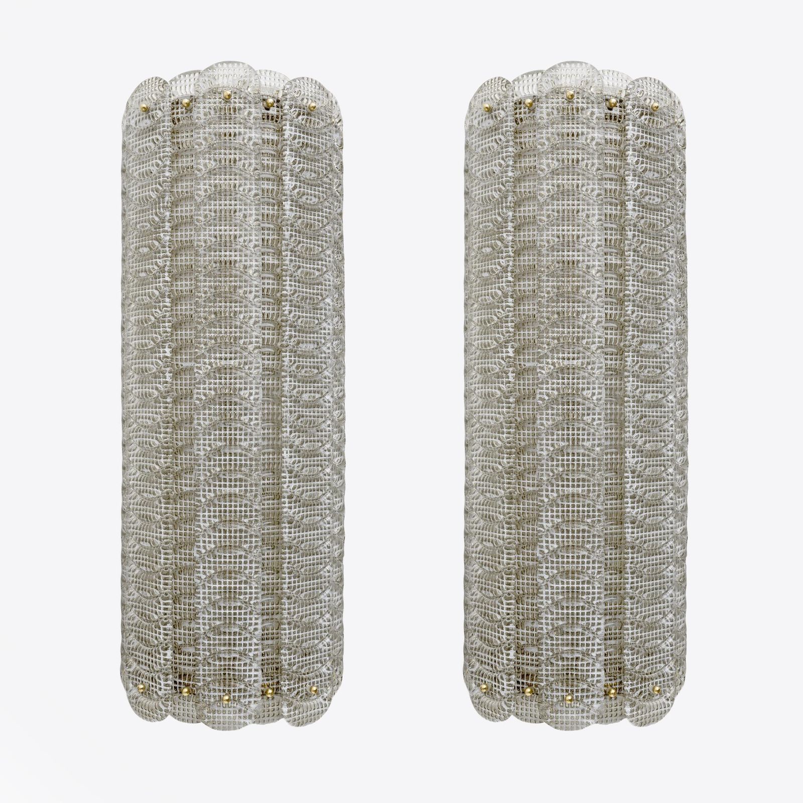 Pair Of Mid Century Modern Style Italian Murano Glass Sconces "Reticello" photo furniture
