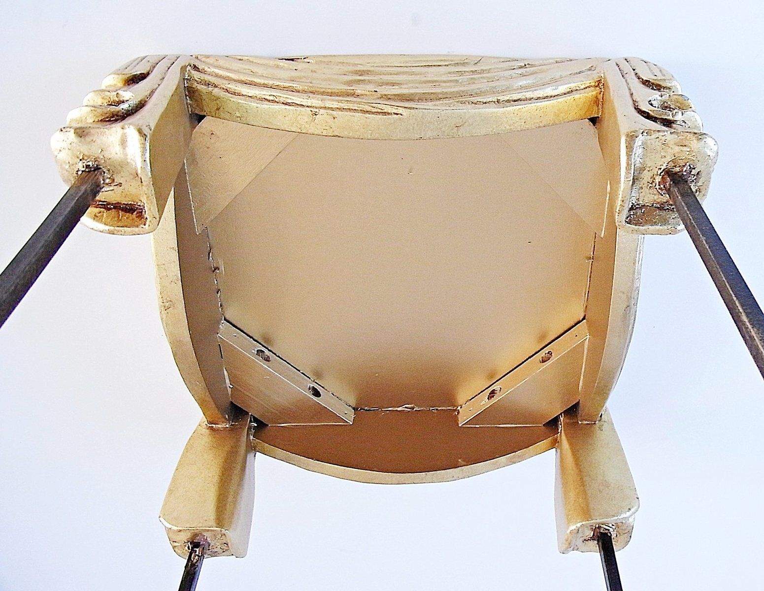 Side Table And Table Lamp In Wrought Iron And Brass, 1990s, Set Of 2 photo buy