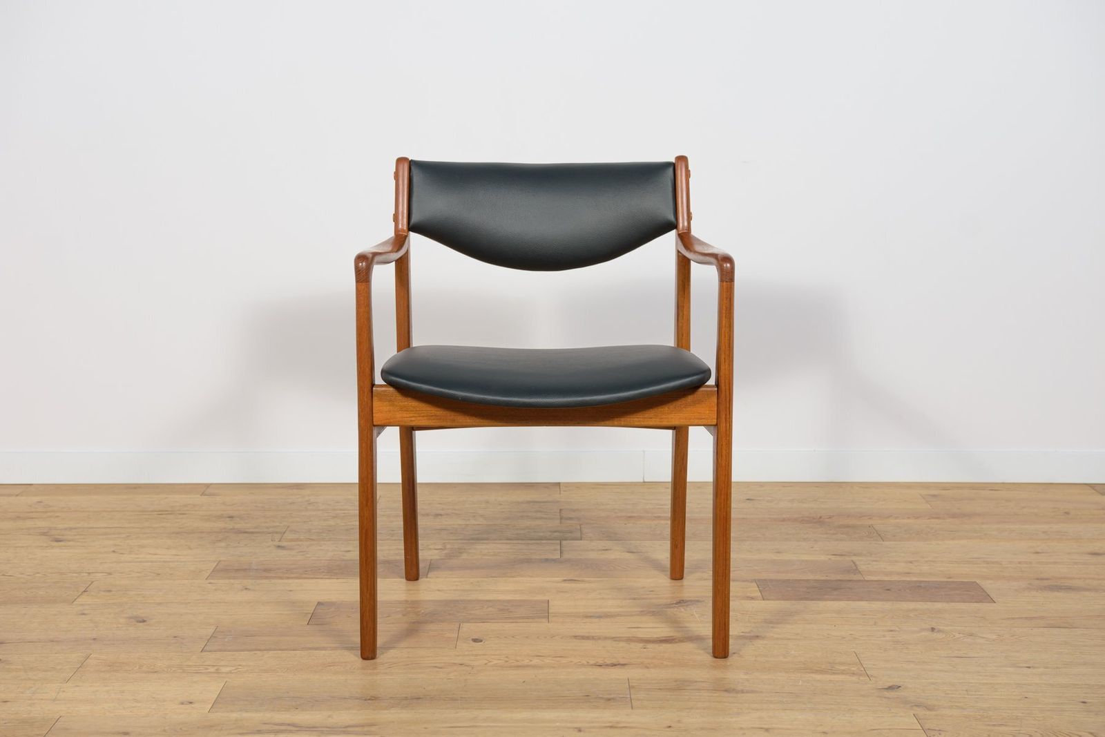 Mid Century Teak & Leather Armchair, Denmark, 1960s photo furniture
