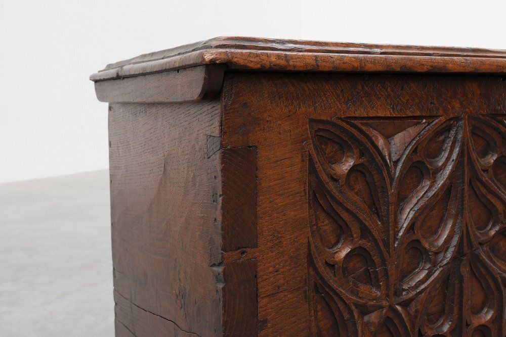 photo buy Large 16th Century Gothic Carved Oak Chest, France